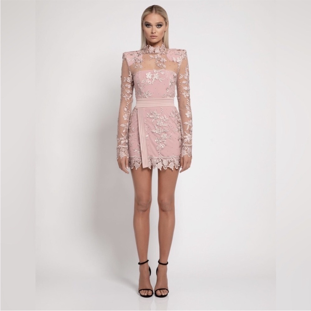 💥 ZHIVAGO Angelus Pink Lace Mini Dress Sz 6
